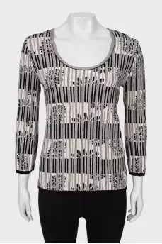 Two-tone ribbed long sleeve
