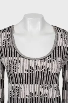 Two-tone ribbed long sleeve