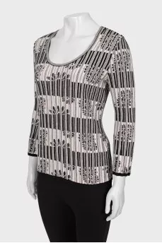 Two-tone ribbed long sleeve
