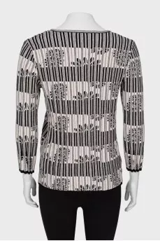 Two-tone ribbed long sleeve