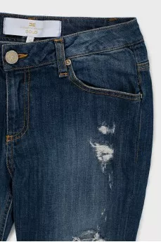 Dark blue distressed jeans