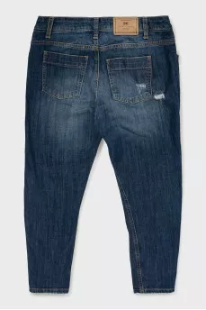 Dark blue distressed jeans
