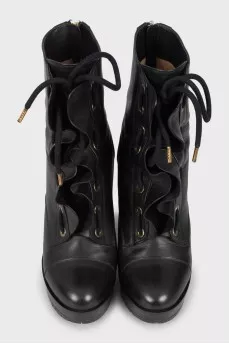 Frilly leather ankle boots