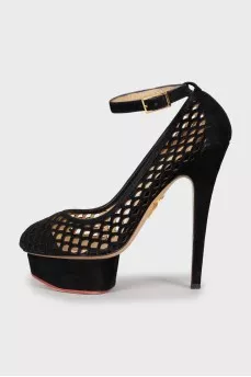 Perforated suede shoes