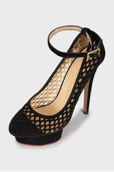 Perforated suede shoes