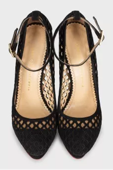 Perforated suede shoes