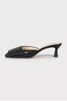 Square toe leather mules