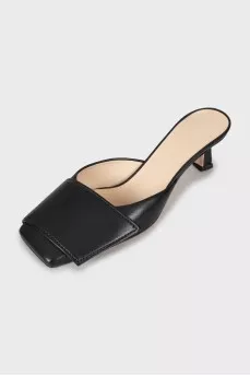 Square toe leather mules