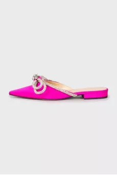 Textile mules with silver decor