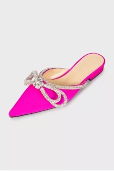Textile mules with silver decor