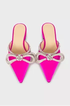 Textile mules with silver decor