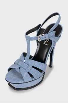 Textile high heel sandals