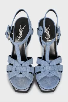 Textile high heel sandals