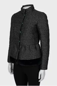 Quilted jacket with fur hem