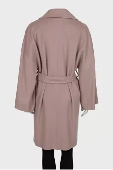 Wool coat with embellished lapels