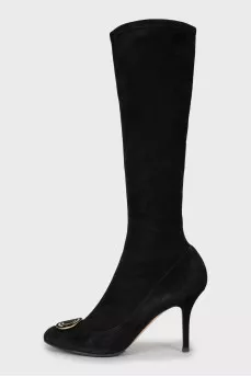 Suede boots with signature logo