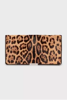 Short pile leather clutch