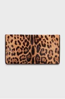 Short pile leather clutch