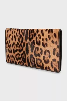 Short pile leather clutch
