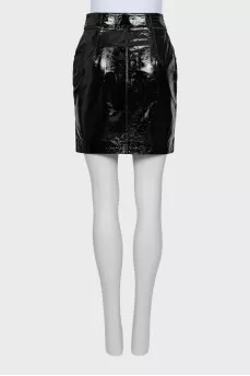 Leather mini skirt with zipper