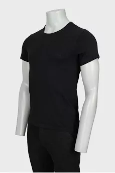 Men's black T-shirt with embroidered logo