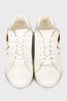 Leather sneakers with patch