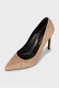 Pointed toe suede shoes
