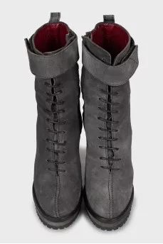 Velcro and lace-up ankle boots