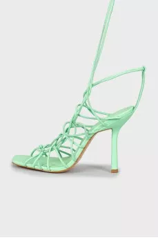 Green tie sandals