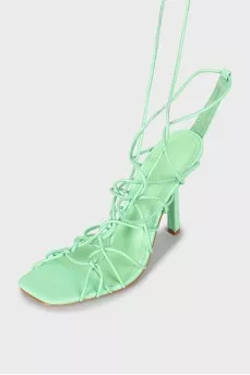 Green tie sandals