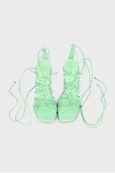 Green tie sandals