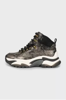 Embossed leather sneakers
