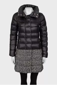Quilted down jacket with printed bottom