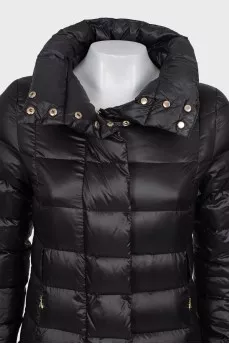 Quilted down jacket with printed bottom