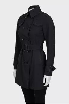 Black cropped trench coat
