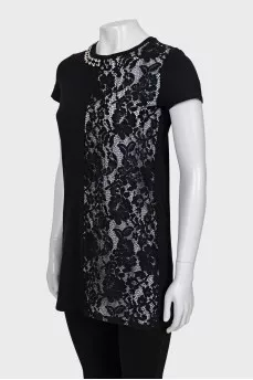Black T-shirt decorated with rhinestones