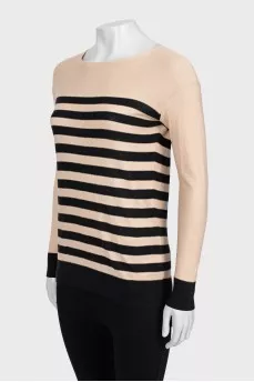 Beige jumper with black stripes
