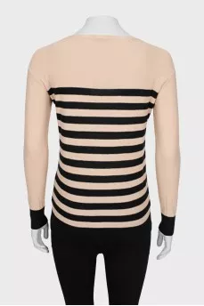 Beige jumper with black stripes