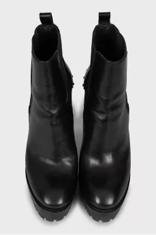 Leather ankle boots with metallic decor