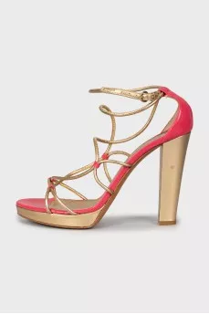 Two-tone leather sandals