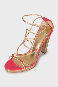 Two-tone leather sandals