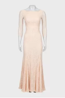 Beige lace maxi dress