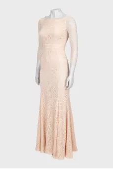 Beige lace maxi dress