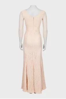 Beige lace maxi dress