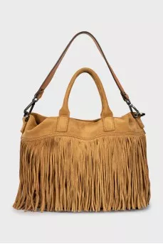 Suede bag with fringes