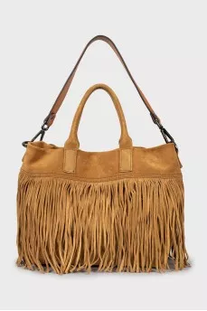 Suede bag with fringes