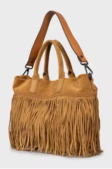 Suede bag with fringes