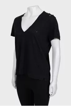 Black top with ripped effect