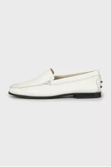 Light green leather moccasins