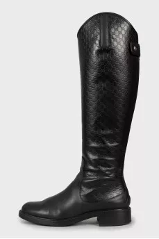 Embossed leather boots